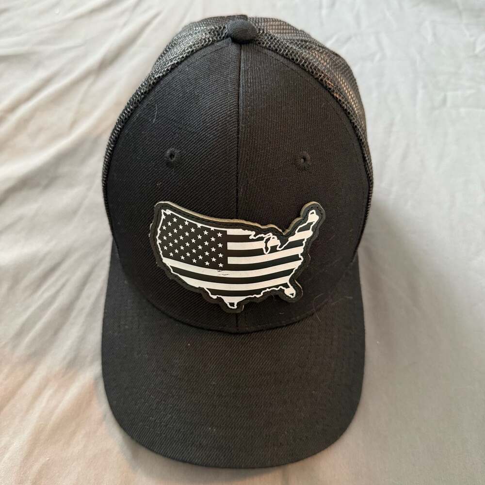 Clean Local Crowns USA Flag Patch Trucker Snapback Hat Black